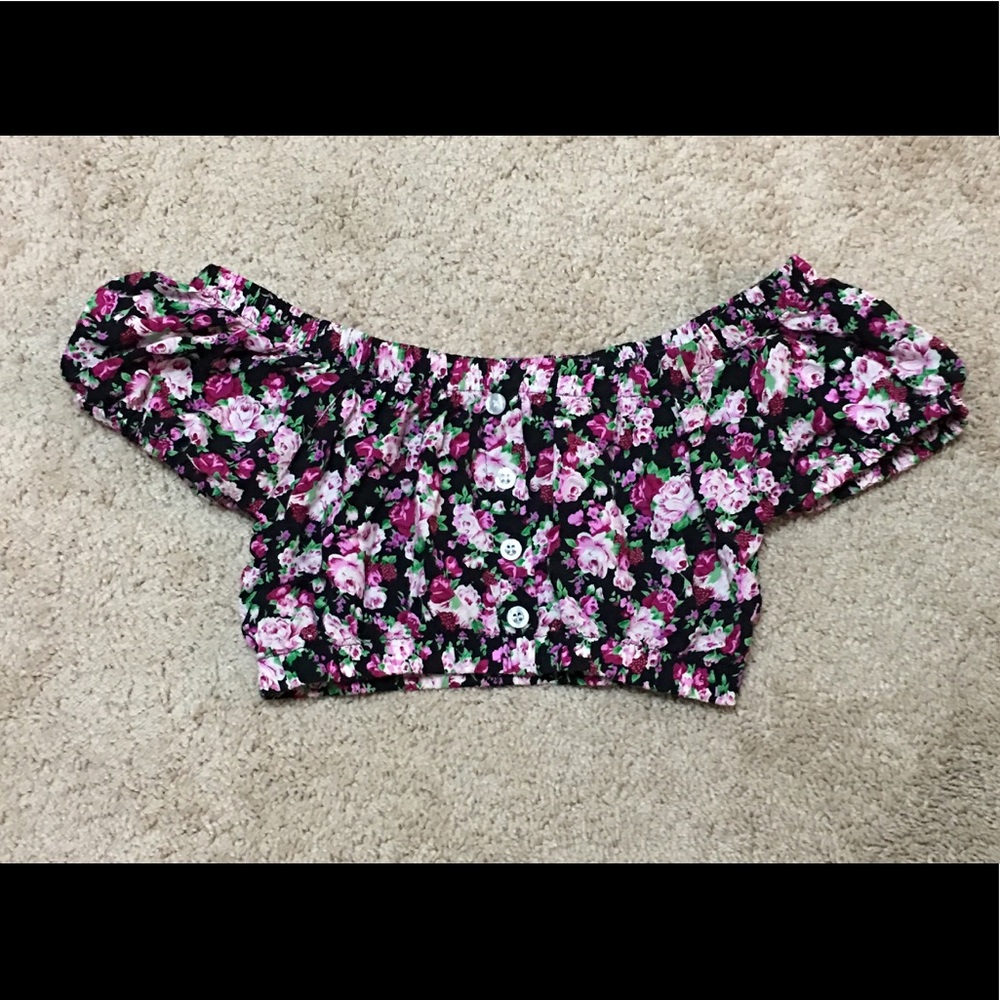 Crop top, Floral off the shoulder-size L
